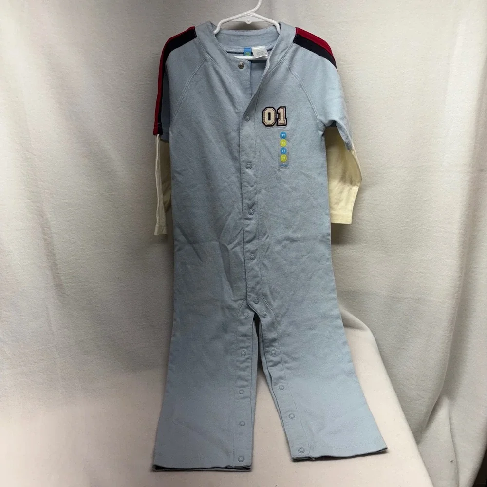 Gymboree Kids Baseball Jersey‎ Style One Piece Sleepwear Pajamas 3T